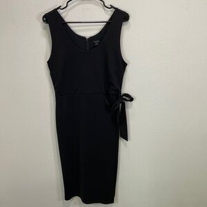 Ann Taylor faux wrap dress side tie black‎ career professional